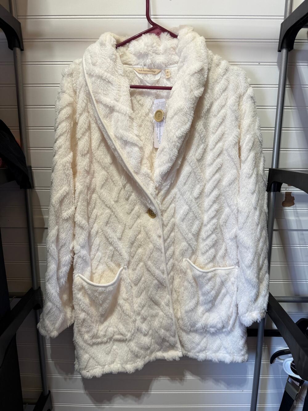 NWT Soft Surroundings Cozy Up Soft Fleece Button Front Cardigan Size S